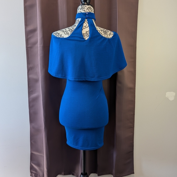 🖤 Elegant Blue Off-Shoulder Collar Dress - Picture 2 of 3